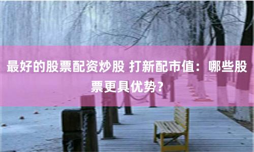 最好的股票配资炒股 打新配市值:哪些股票更具优势?